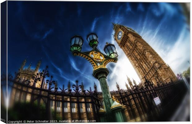 Houses of parliament & Elizabeth Tower, London, UK Canvas Print by Peter Schneiter
