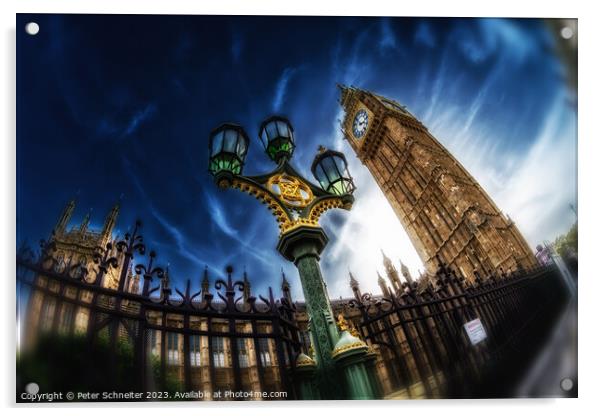 Houses of parliament & Elizabeth Tower, London, UK Acrylic by Peter Schneiter
