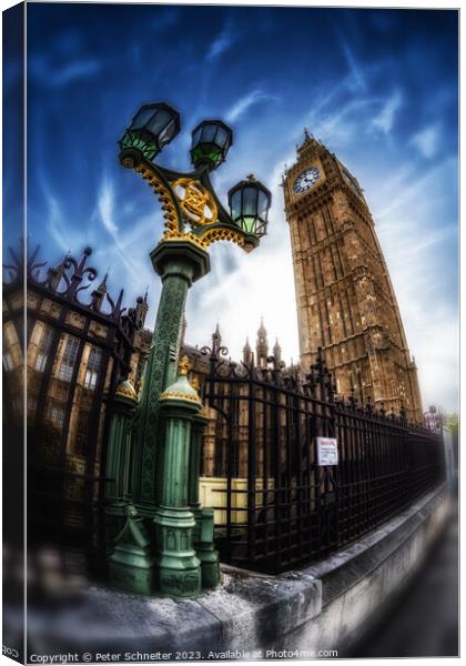 Houses of parliament & Elizabeth Tower, London, UK Canvas Print by Peter Schneiter