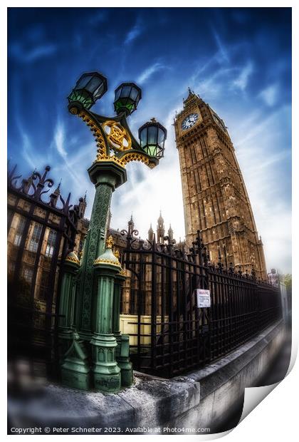 Houses of parliament & Elizabeth Tower, London, UK Print by Peter Schneiter