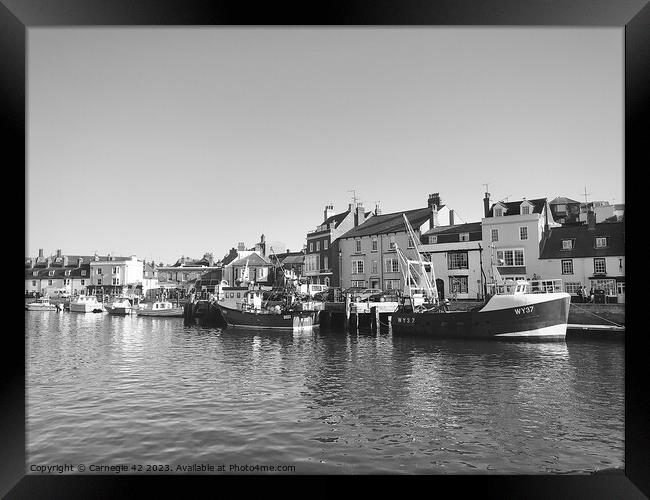 Quintessentially English Weymouth Harbour Framed Print by Carnegie 42