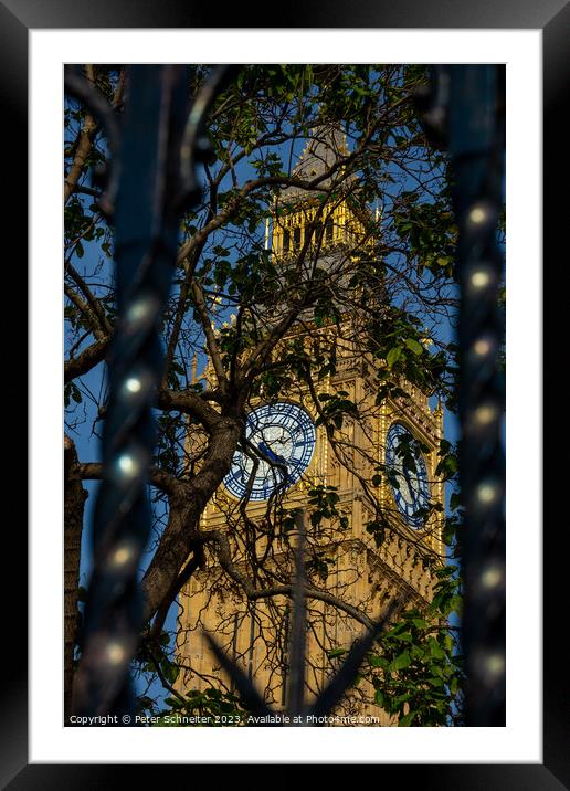 Elizabeth Tower,  Clock Tower, Westminster, London, UK Framed Mounted Print by Peter Schneiter