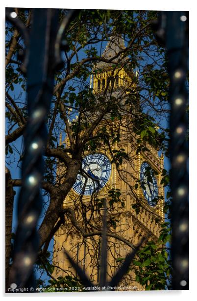 Elizabeth Tower,  Clock Tower, Westminster, London, UK Acrylic by Peter Schneiter
