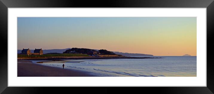 Scottish seascape, Prestwick shorefront at sunset Framed Mounted Print by Allan Durward Photography