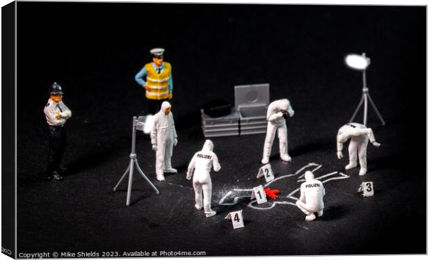 Meticulous Unravelling of Miniature Crime Scene Canvas Print by Mike Shields