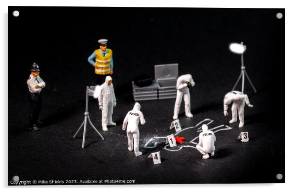 Meticulous Unravelling of Miniature Crime Scene Acrylic by Mike Shields