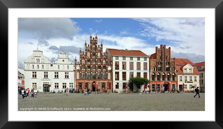 Greifswald - Market Square with Gothic Houses Framed Mounted Print by Gisela Scheffbuch