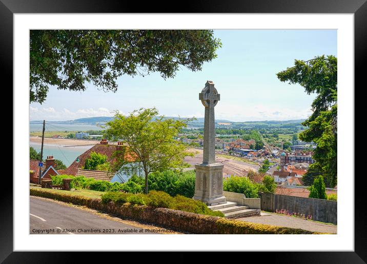 Minehead War Memorial and View Framed Mounted Print by Alison Chambers