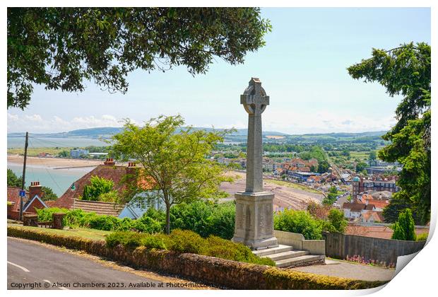 Minehead War Memorial and View Print by Alison Chambers