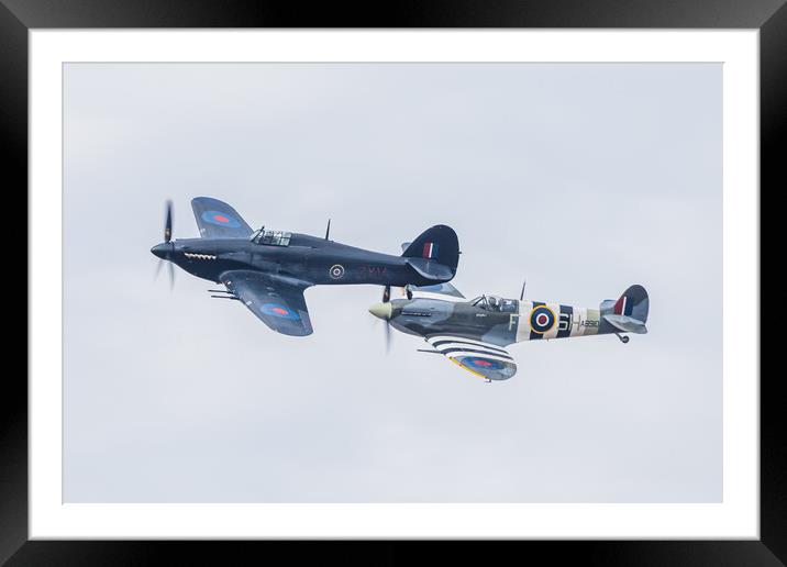 Spitfire and Hurricane pair in formation Framed Mounted Print by Jason Wells