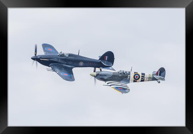 Spitfire and Hurricane pair in formation Framed Print by Jason Wells