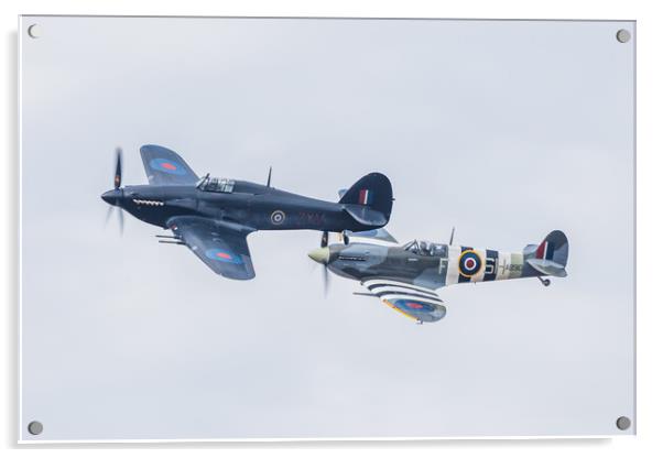 Spitfire and Hurricane pair in formation Acrylic by Jason Wells