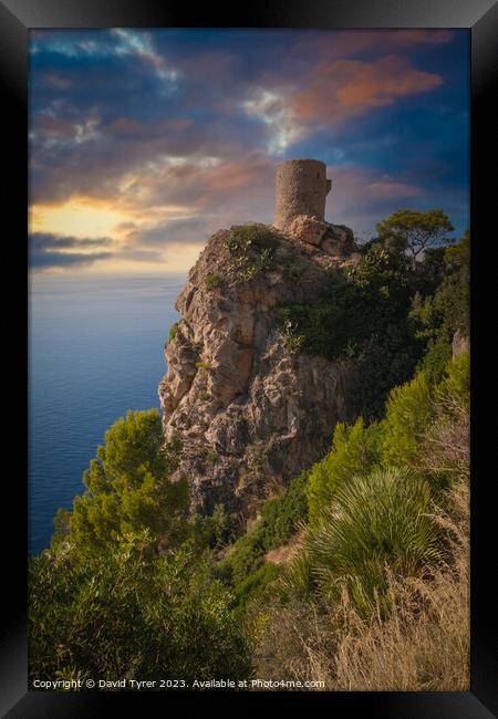 Ancient Moorish Sentinel, Mallorca's Coastline Framed Print by David Tyrer