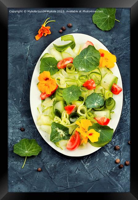 Vegetable salad with nasturtium, diet food. Framed Print by Mykola Lunov Mykola