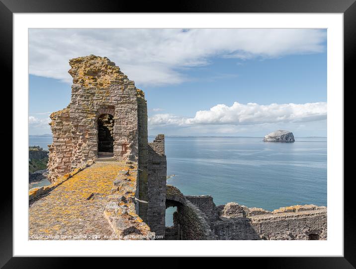 Bass Rock in the Firth of Forth from the top the west wall of Tantallon Castle, North Berwick, East Lothian, Scotland Framed Mounted Print by Dave Collins