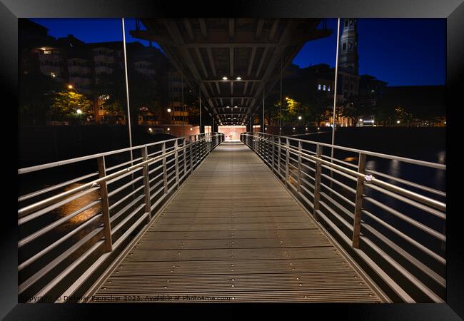 Kibbelsteg Bridge in Hamburg at Night Framed Print by Dietmar Rauscher