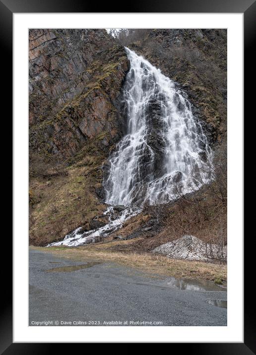 Horsetail falls waterfall  east of Valdez, Alaska, US Framed Mounted Print by Dave Collins