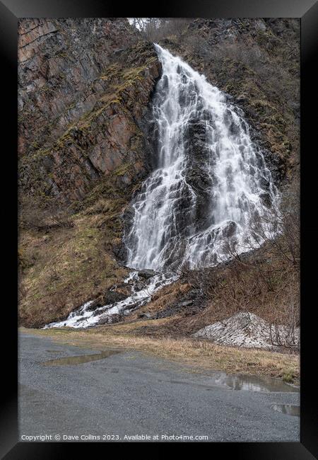Horsetail falls waterfall  east of Valdez, Alaska, US Framed Print by Dave Collins