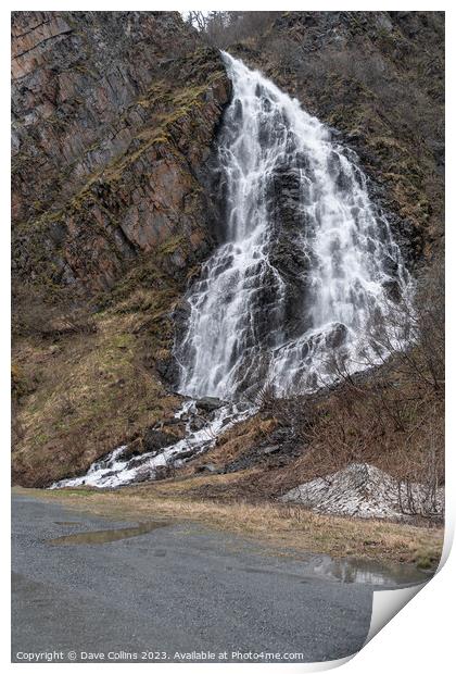Horsetail falls waterfall  east of Valdez, Alaska, US Print by Dave Collins