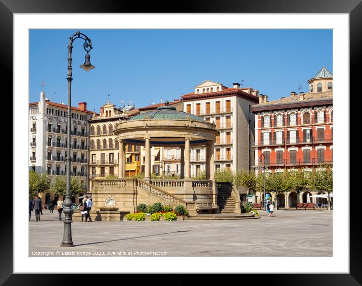 Plaza del Castillo - Pamplona Framed Mounted Print by Laszlo Konya