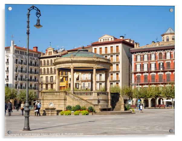 Plaza del Castillo - Pamplona Acrylic by Laszlo Konya