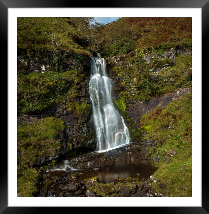 Brecon Beacons Bannau Brycheiniog waterfall Framed Mounted Print by Leighton Collins
