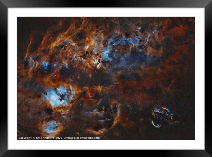 Constellation Cygnus in narrowband Framed Mounted Print by Emil Andronic