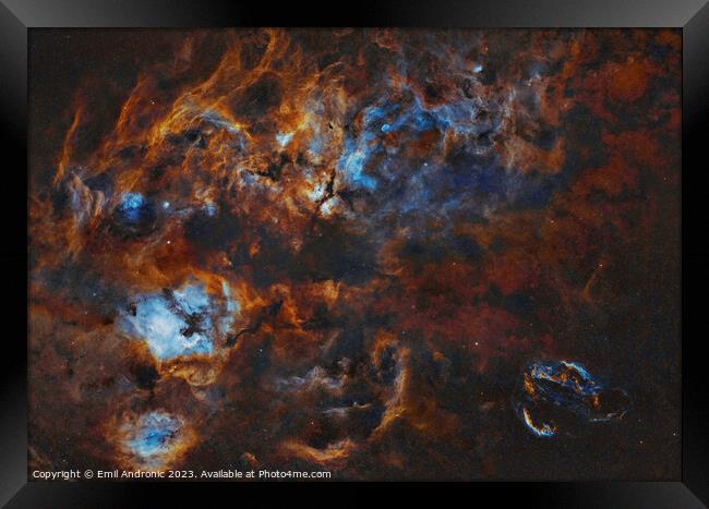 Constellation Cygnus in narrowband Framed Print by Emil Andronic