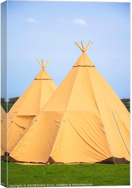 Two Tipi Canvas Print by Darrell Evans
