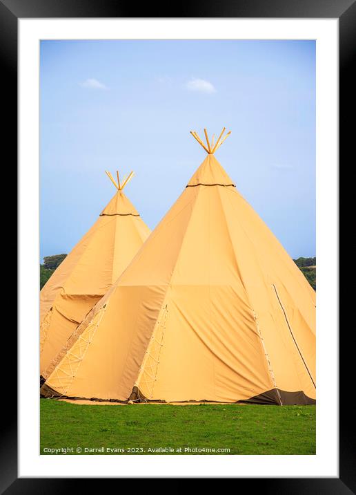 Two Tipi Framed Mounted Print by Darrell Evans