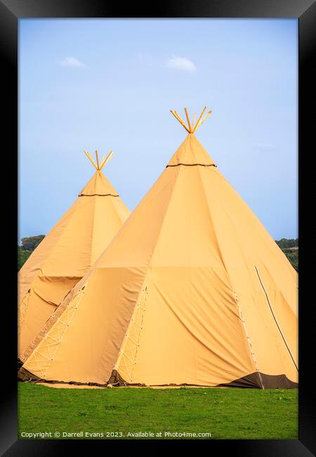 Two Tipi Framed Print by Darrell Evans