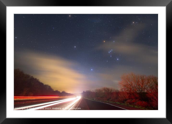 Fast forward to Orion Framed Mounted Print by Emil Andronic