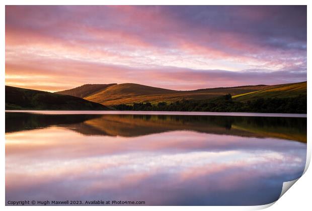 Sunrise at Glenbuck Loch in Ayrshire, Scotland. Print by Hugh Maxwell