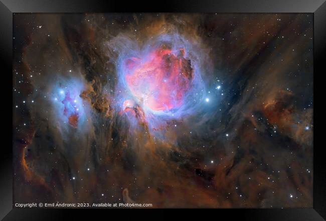 Orion and The Running Man Framed Print by Emil Andronic