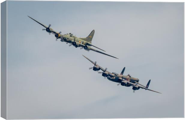 Lancaster and B17 Flying Fortress Canvas Print by J Biggadike