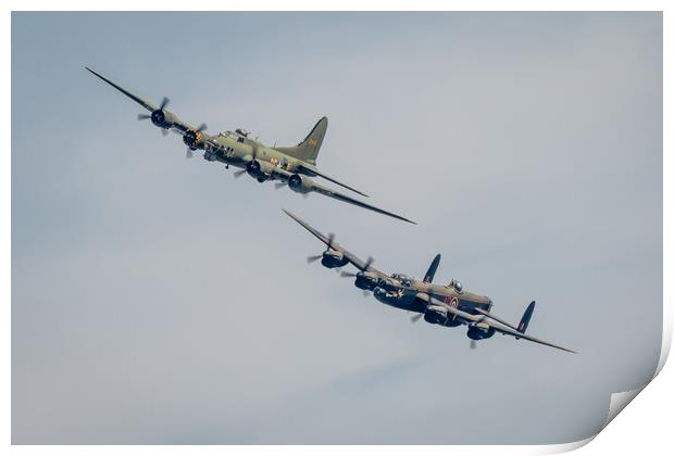 Lancaster and B17 Flying Fortress Print by J Biggadike