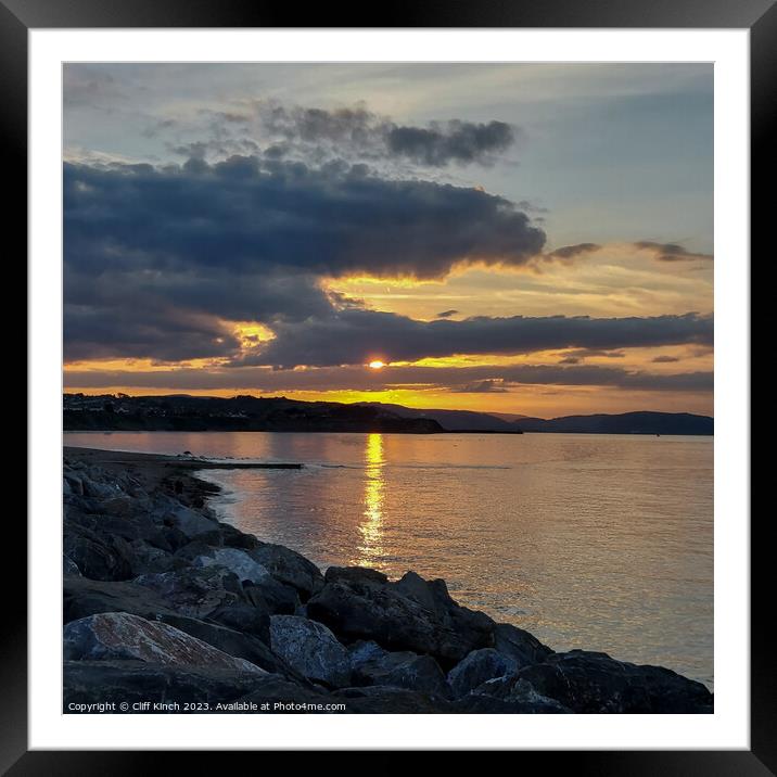 Sunset Doniford Bay Somerset Framed Mounted Print by Cliff Kinch