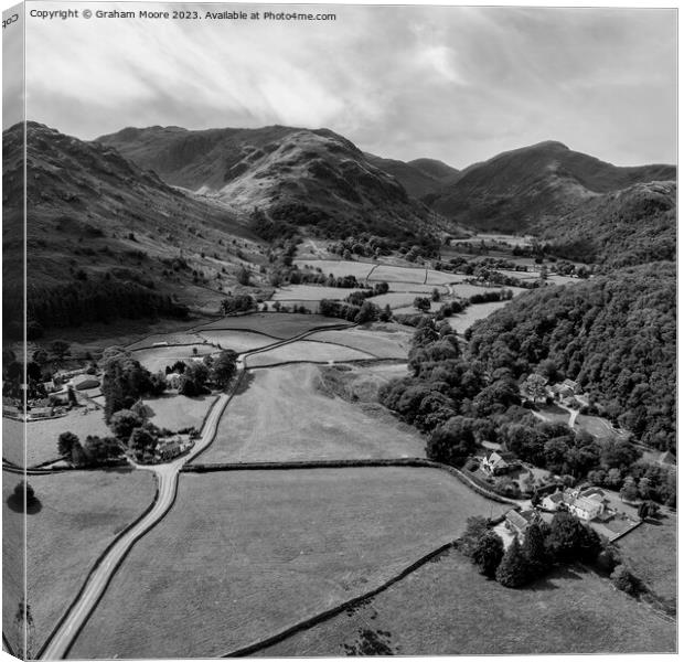 Borrowdale valley monochrome Canvas Print by Graham Moore