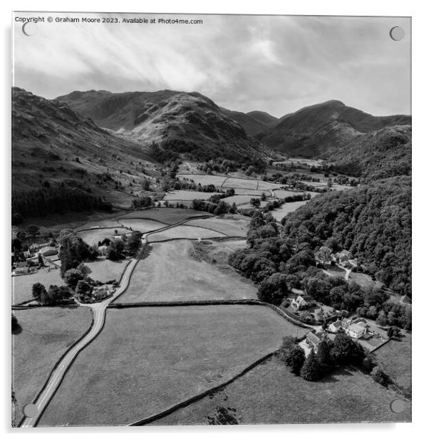 Borrowdale valley monochrome Acrylic by Graham Moore