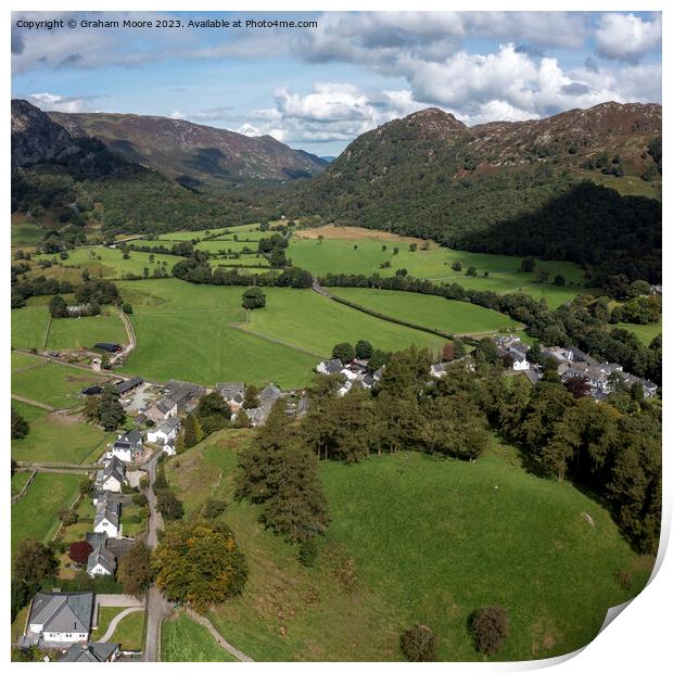 Borrowdale and Rosthwaite village Print by Graham Moore