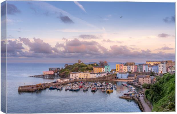 Tenby Harbour Sunset Canvas Print by Richard Downs