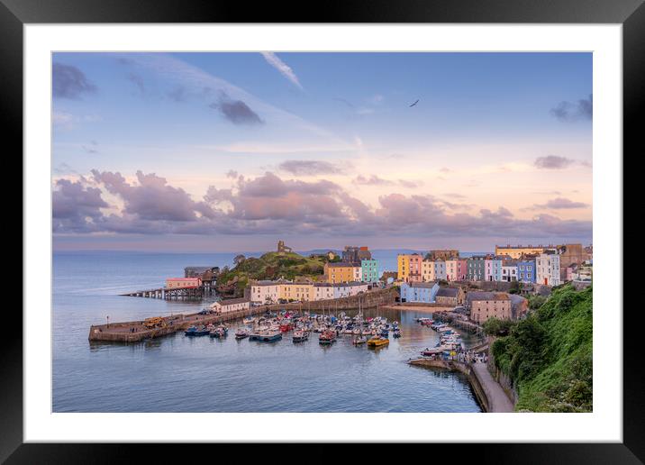 Tenby Harbour Sunset Framed Mounted Print by Richard Downs