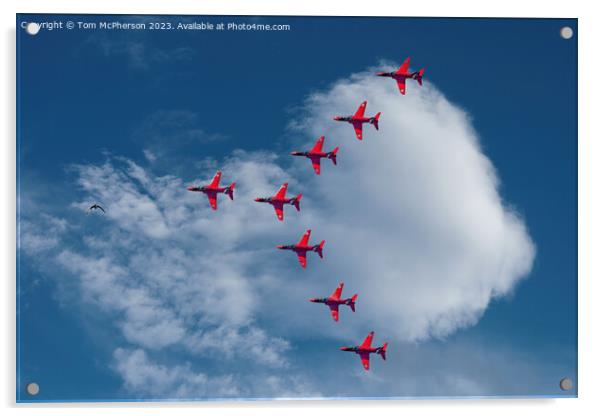 Red Arrows in Formation Acrylic by Tom McPherson