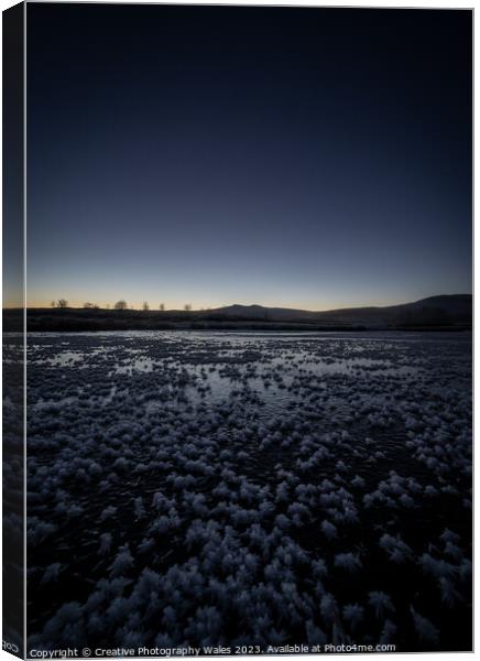 Mynydd Iltyd Frozen Landscape Night Sky Canvas Print by Creative Photography Wales