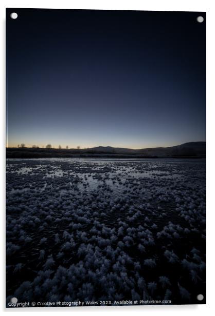 Mynydd Iltyd Frozen Landscape Night Sky Acrylic by Creative Photography Wales