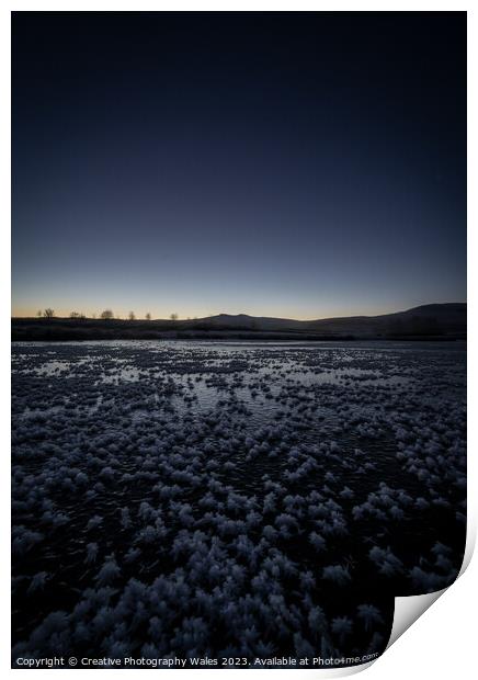 Mynydd Iltyd Frozen Landscape Night Sky Print by Creative Photography Wales