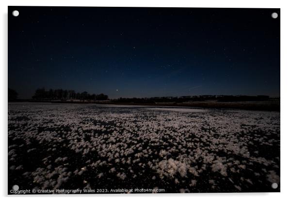 Mynydd Iltyd Frozen Landscape Night Sky Acrylic by Creative Photography Wales