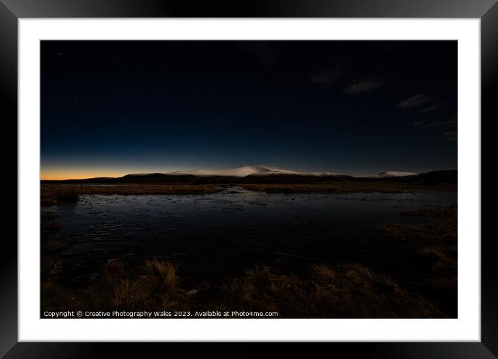 Mynydd Illtyd Frozen Landscape Night Sky, Brecon Beacons Framed Mounted Print by Creative Photography Wales