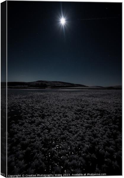 Mynydd Iltyd Frozen Landscape Night Sky Canvas Print by Creative Photography Wales