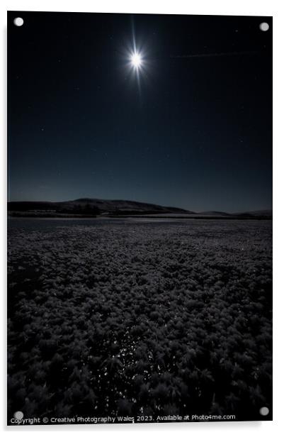 Mynydd Iltyd Frozen Landscape Night Sky Acrylic by Creative Photography Wales